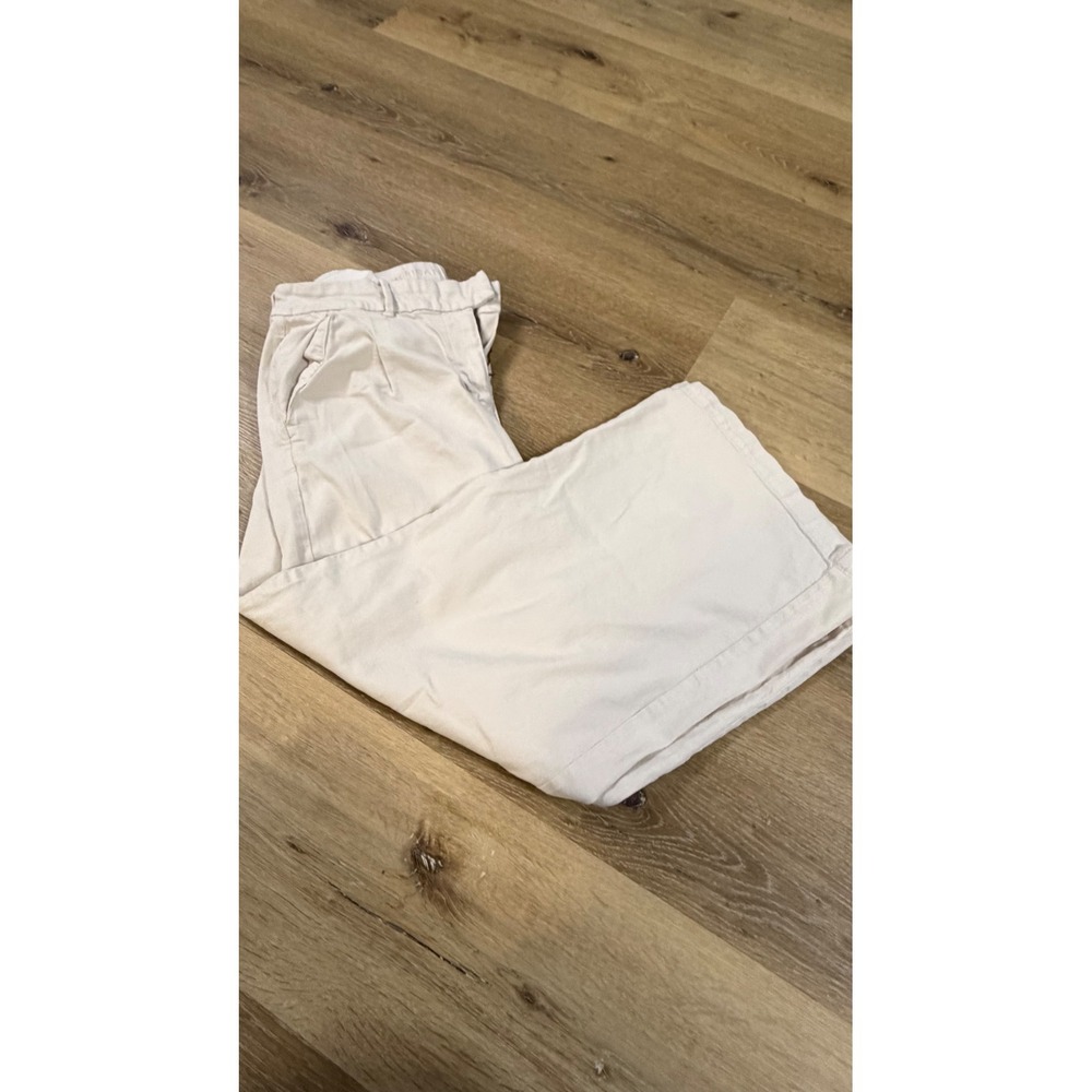 American Eagle Women Cream Wide Leg Trouser Pants Size 16 Stretch